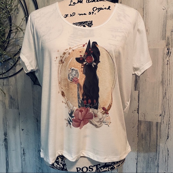 New~Rose Gold Spell Casting Halloween Witch Loose Top - Picture 2 of 3